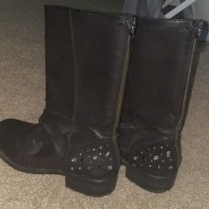 Black Rhinestone Combat Boots